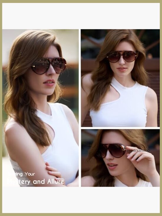 Oversized Aviator Sunglasses Retro Style UV400 Protection main image 4